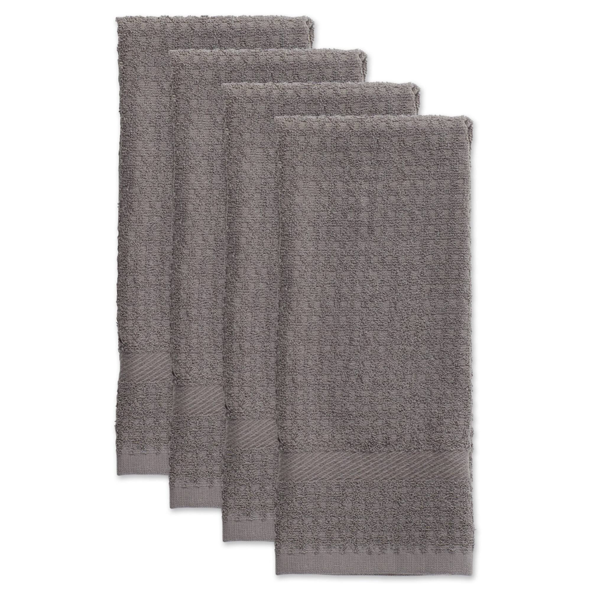 DII® Solid Gray Waffle Terry Dishtowel, 4ct.